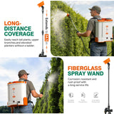 FUZOTO 4.2Gallon Battery Powered Backpack Sprayer, 45 - 90PSI Adjustable Pressure, 6 Hours Long Battery Life, Electric Backpack Garden Sprayer with 6 Spray Nozzles for Lawn, Garden, Yard