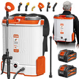 FUZOTO 4.2Gallon Battery Powered Backpack Sprayer, 45-90PSI Adjustable Pressure, 6 Hours Long Battery Life, Electric Backpack Garden Sprayer with 6 Spray Nozzles for Lawn, Garden, Yard