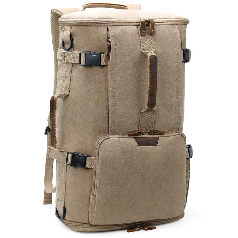 G - FAVOR 40L Travel Backpack, Vintage Canvas Rucksack Convertible Duffel Bag Carry On Backpack Fit for 17.3 Inch Laptop Bag