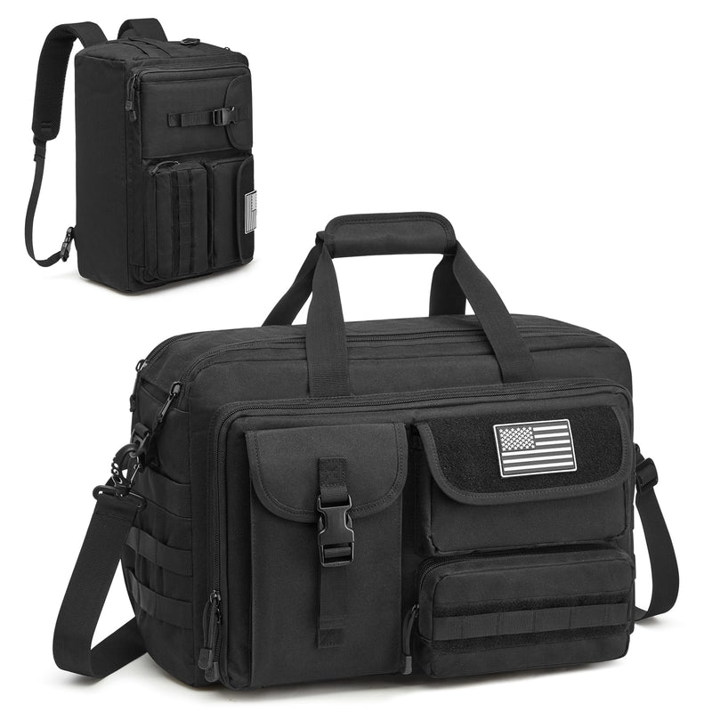 G4Free 17.3 Inch Laptop Messenger Bag for Men, 3 - in - 1 Backpack for Travel Work Weekender, Large Tactical Shoulder Bag (Black)