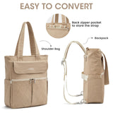 G4Free 2 in 1 Tote Backpack Fits 15" Laptop, Women Bag Daypack for College, Work, Teacher, Nurse - Khaki