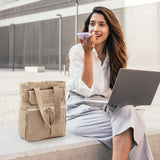 G4Free 2 in 1 Tote Backpack Fits 15" Laptop, Women Bag Daypack for College, Work, Teacher, Nurse - Khaki