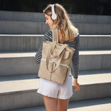 G4Free 2 in 1 Tote Backpack Fits 15" Laptop, Women Bag Daypack for College, Work, Teacher, Nurse - Khaki