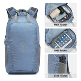 G4Free 25L Lightweight Hiking Backpack Packable Foldable Sport Travel Daypack Water Resistant for Women Men（Blue）