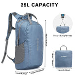 G4Free 25L Lightweight Hiking Backpack Packable Foldable Sport Travel Daypack Water Resistant for Women Men（Blue）