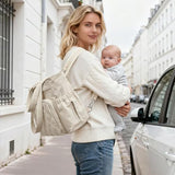 G4Free 3 in 1 Diaper Bag with Insulated Pockets Baby Backpack for Women Men Toddler Diaper Tote with Stroller Buckle Travel Work-Beige