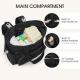 G4Free 3 in 1 Diaper Bag with Insulated Pockets Baby Backpack for Women Men Toddler Diaper Tote with Stroller Buckle Travel Work-Black