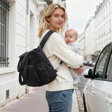 G4Free 3 in 1 Diaper Bag with Insulated Pockets Baby Backpack for Women Men Toddler Diaper Tote with Stroller Buckle Travel Work-Black