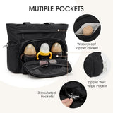 G4Free 3 in 1 Diaper Bag with Insulated Pockets Baby Backpack for Women Men Toddler Diaper Tote with Stroller Buckle Travel Work-Black