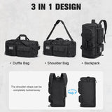 G4Free 3 - in - 1 Duffle Bag for Travel, Large Gym Duffle Backpack for Men Women with Shoes Compartment and Wet Pocket, Black