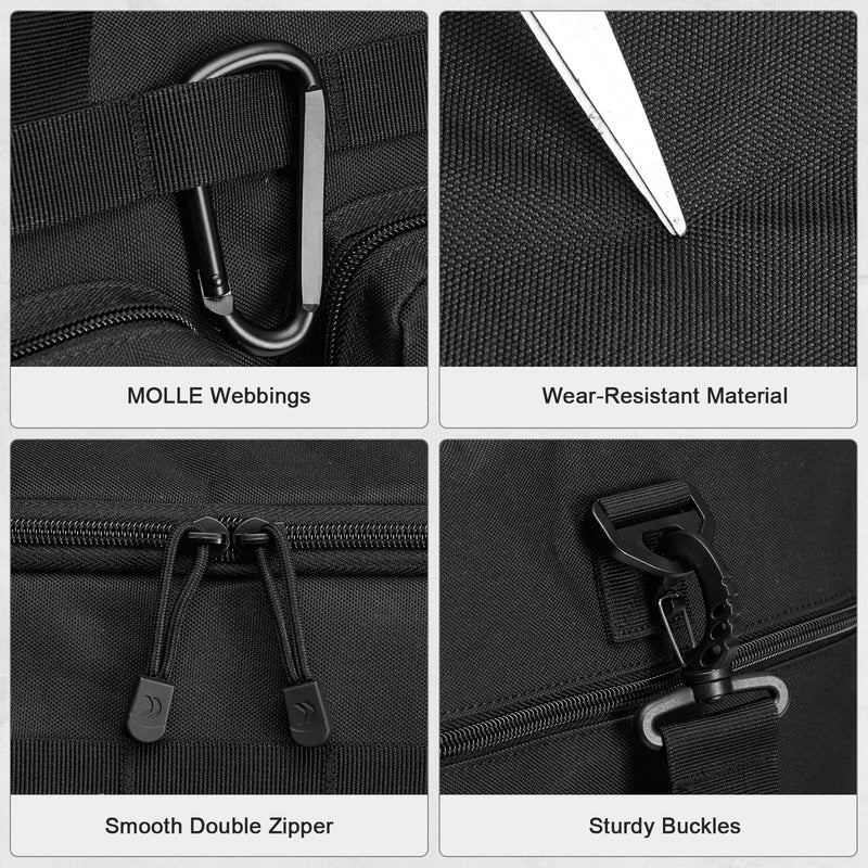 G4Free 3 - in - 1 Duffle Bag for Travel, Large Gym Duffle Backpack for Men Women with Shoes Compartment and Wet Pocket, Black