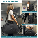 G4Free 40L 3 - Way Duffle Bag Backpack Gym Bag for Men Women Sports Duffel Bag with Shoe Compartment Travel Backpack Luggage