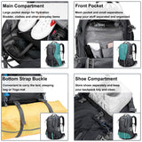 G4Free 50L Hiking Backpack Waterproof Daypack Outdoor Camping Climbing Backpack with Rain Cover for Men Women(Dark Grey)