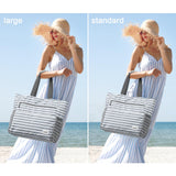G4Free Beach Bag, Waterproof Sandproof Beach Tote Bag, Large Capacity Foldable for Women,Grey Stripe