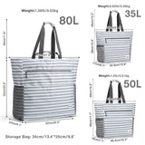 G4Free Beach Bag, Waterproof Sandproof Beach Tote Bag, Large Capacity Foldable for Women,Grey Stripe