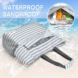 G4Free Beach Bag, Waterproof Sandproof Beach Tote Bag, Large Capacity Foldable for Women,Grey Stripe