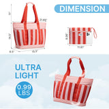 G4Free Beach Bag,Waterproof Beach Tote Pool Bags for Women,Large Capacity Foldablefor Weekender Travel - Red stripe