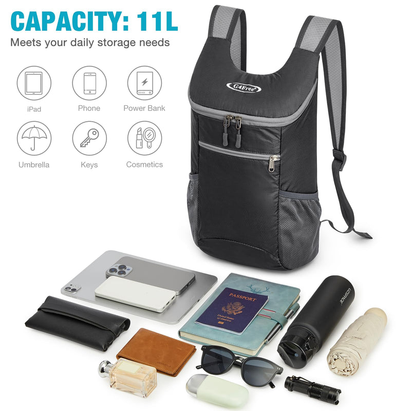 G4Free Lightweight Packable Hiking Backpack for Men Women Small Hiking Daypacks Foldable Shoulder Pack Casual Outdoor Bag 11L