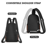 G4Free Sling Bag Crossbody Backpack Small Convertible Crossbody Bag for Women Men Sling Backpack for Travel with RFID Pocket Black & Brown