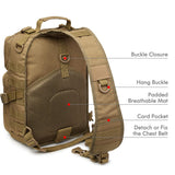 G4Free Tactical Sling Backpack Big Molle EDC Assault Range Bag Pack Military Style for Concealed Carry(Tan)