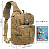 G4Free Tactical Sling Backpack Big Molle EDC Assault Range Bag Pack Military Style for Concealed Carry(Tan)