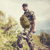 G4Free Tactical Sling Backpack Big Molle EDC Assault Range Bag Pack Military Style for Concealed Carry(Tan)