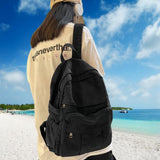GAMLFL Black Canvas Backpack for Women & Men Retro Aesthetic Rucksack Basic Backpack for High School/College Students Travel Laptop Bag