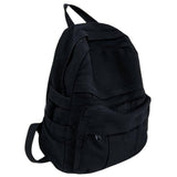 GAMLFL Black Canvas Backpack for Women & Men Retro Aesthetic Rucksack Basic Backpack for High School/College Students Travel Laptop Bag