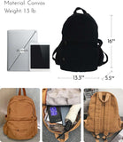 GAMLFL Black Canvas Backpack for Women & Men Retro Aesthetic Rucksack Basic Backpack for High School/College Students Travel Laptop Bag