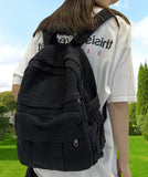 GAMLFL Black Canvas Backpack for Women & Men Retro Aesthetic Rucksack Basic Backpack for High School/College Students Travel Laptop Bag