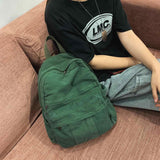 GAMLFL Green Canvas Backpack for Women Retro Aesthetic Rucksack Basic Backpack for High School/College Students Travel Laptop Bag