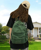 GAMLFL Green Canvas Backpack for Women Retro Aesthetic Rucksack Basic Backpack for High School/College Students Travel Laptop Bag