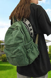 GAMLFL Green Canvas Backpack for Women Retro Aesthetic Rucksack Basic Backpack for High School/College Students Travel Laptop Bag