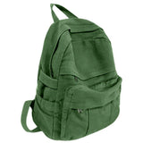 GAMLFL Green Canvas Backpack for Women Retro Aesthetic Rucksack Basic Backpack for High School/College Students Travel Laptop Bag