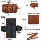 Garment Bag for Travel, Convertible Carry on Garment Duffel Bag for Men 3Pcs, Faux Leather Waterproof Large Weekender Bag for Men 2 in 1 Hanging Suitcase Suit Dress Business Travel Bag