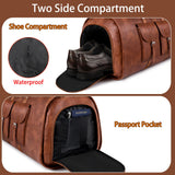 Garment Bag for Travel, Convertible Carry on Garment Duffel Bag for Men 3Pcs, Faux Leather Waterproof Large Weekender Bag for Men 2 in 1 Hanging Suitcase Suit Dress Business Travel Bag