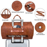 Garment Bag for Travel, Convertible Carry on Garment Duffel Bag for Men 3Pcs, Faux Leather Waterproof Large Weekender Bag for Men 2 in 1 Hanging Suitcase Suit Dress Business Travel Bag