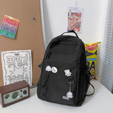 GAXOS Cute Aesthetic Backpack for School Middle Student Travel Pink Backpack Teens Girls Bear Pin Book Bags