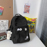 GAXOS Cute Aesthetic Backpack for School Middle Student Travel Pink Backpack Teens Girls Bear Pin Book Bags