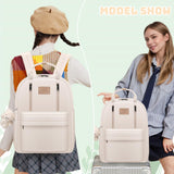 GAXOS Cute Backpack for School Aesthetic Backpack Purse for Women Girls White Book Bag Korea Style Bookbag