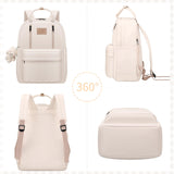 GAXOS Cute Backpack for School Aesthetic Backpack Purse for Women Girls White Book Bag Korea Style Bookbag