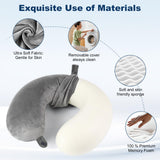 GDEOUP Travel Pillow 100% Pure Comfortable U Shape Memory Foam Pillows Neck and Head Support Portable Travel Neck Pillow Suitable for Planes Airplane for Traveling,Train,Self - Drivingng Car,(Grey)