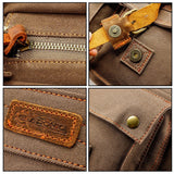 GEARONIC GEARONIC Men and Women Canvas Leather Messenger Bag for 14'' 15'' 17'' Laptop Satchel Vintage Shoulder Rugged Military Crossbody Large Briefcase (14 inch, Gray)