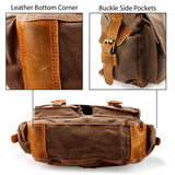 GEARONIC GEARONIC Men and Women Canvas Leather Messenger Bag for 14'' 15'' 17'' Laptop Satchel Vintage Shoulder Rugged Military Crossbody Large Briefcase (14 inch, Gray)