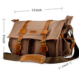 GEARONIC GEARONIC Men and Women Canvas Leather Messenger Bag for 14'' 15'' 17'' Laptop Satchel Vintage Shoulder Rugged Military Crossbody Large Briefcase (14 inch, Gray)