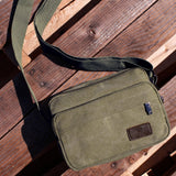 GEARONIC TM Men Vintage Crossbody Canvas Messenger Shoulder Bag Hiking Military Travel Satchel - Army Green