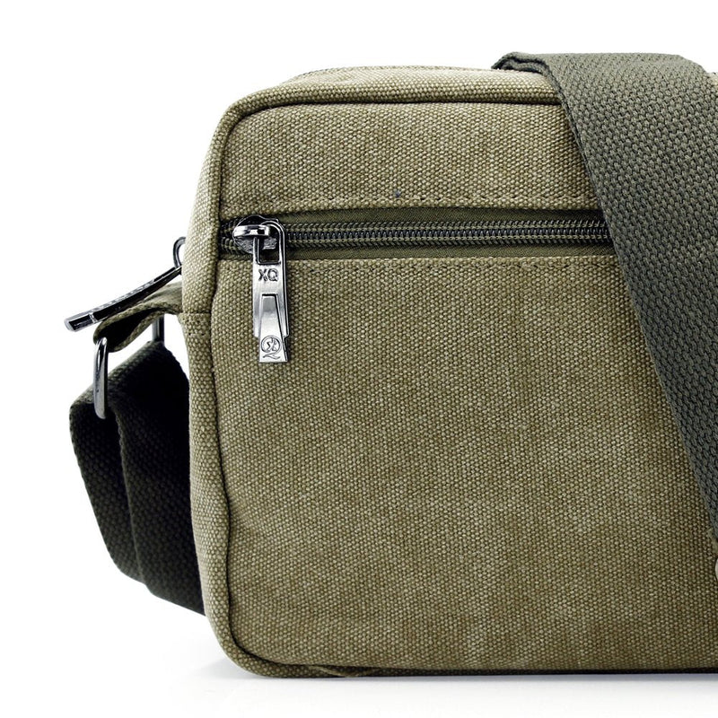 GEARONIC TM Men Vintage Crossbody Canvas Messenger Shoulder Bag Hiking Military Travel Satchel - Army Green