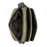 GEARONIC TM Men Vintage Crossbody Canvas Messenger Shoulder Bag Hiking Military Travel Satchel - Army Green
