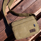 GEARONIC TM Men Vintage Crossbody Canvas Messenger Shoulder Bag Hiking Military Travel Satchel - Khaki