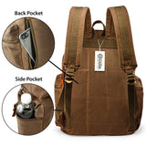 GEARONIC Vintage Canvas Backpack, Casual Daypack Backpacks for Men Women, 15inch Laptop Bag Travel Hiking Camping Rucksack - Brown